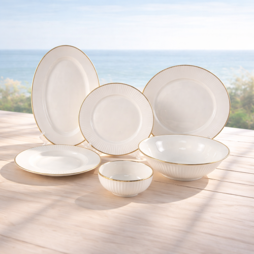 White & Gold Dinner Set – 26 Pieces