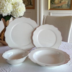 24pcs White and Gold Dinner Set | Elegant Porcelain Dinnerware with Gold Accents