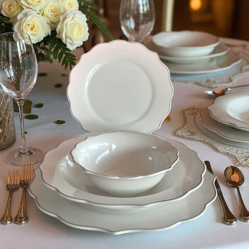 24pcs White and Gold Dinner Set | Elegant Porcelain Dinnerware with Gold Accents 24pcs White and Gold Dinner Set | Elegant Porcelain Dinnerware with Gold Accents