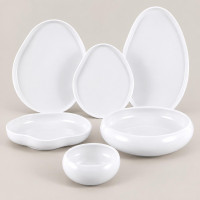 26-Piece White Ceramic Dinnerware Set with Organic Shape
