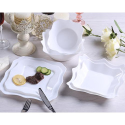 24pcs White Square Dinner Set | Modern & Stylish Square Dinnerware