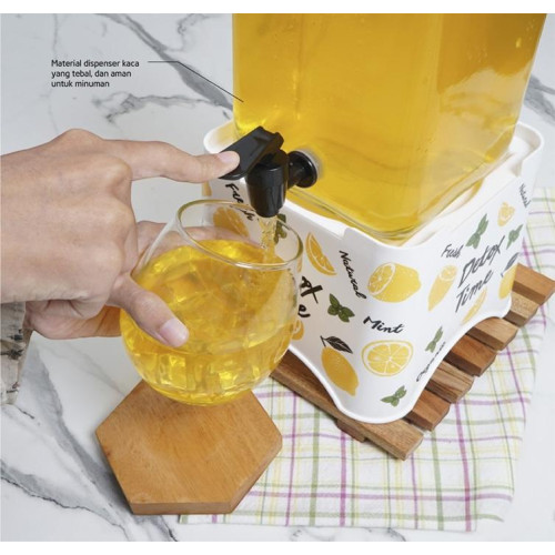 3 Litre Lemon Glass Drink Holder with Stand | Practical and Decorative Beverage Organizer 3 Litre Lemon Glass Drink Holder with Stand | Practical and Decorative Beverage Organizer