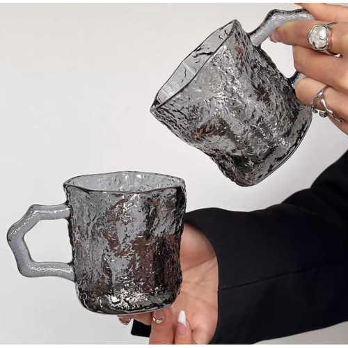 6 Pcs Black Glass Drink Cups - Elegant and Modern Drinkware Set