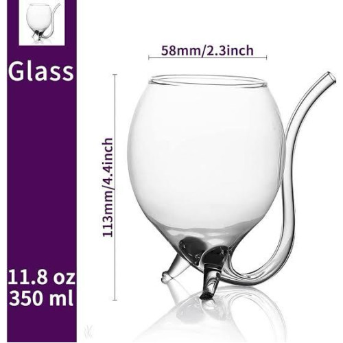 Borosilicate Unique Glass with Built-in Glass Straw - Tall Cocktail Party Glass