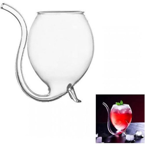 Borosilicate Unique Glass with Built-in Glass Straw - Tall Cocktail Party Glass