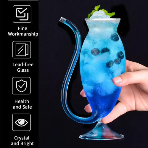 340 ml Borosilicate Unique Glass with Built-in Glass Straw - Tall Cocktail Glass for Parties 340 ml Borosilicate Unique Glass with Built-in Glass Straw - Tall Cocktail Glass for Parties