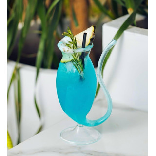 340 ml Borosilicate Unique Glass with Built-in Glass Straw - Tall Cocktail Glass for Parties
