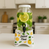 3 Litre Lemon Glass Drink Holder with Stand | Practical and Decorative Beverage Organizer