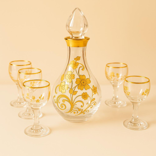 Pasabahce Glass Decanter and 6 Glasses Set – Elegant Drinkware Collection