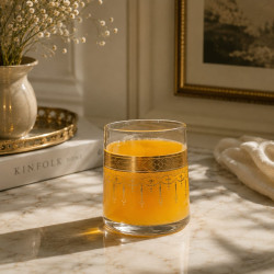 Glass Drink Cups with Gold Design – 12 Pieces