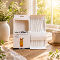 Glass Straw Set – 6 Pieces with Cleaning Brush