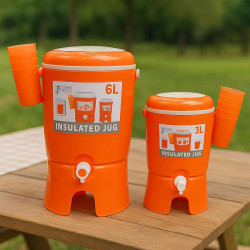Thermos Bottle Barrel Beverage Dispenser Set – Insulated Orange Drink Container