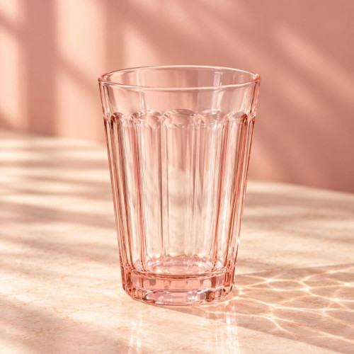 Pink Tinted Vertical Glass Cups – 6 Pieces