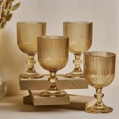 6 pcs,wine glass gold