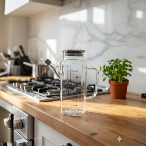 Glass Oil Bottle 750 ml | Kitchen Oil Storage Bottle