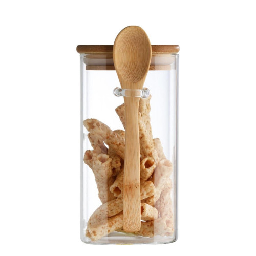 1 Pc Airtight 1.57L Glass Jar with Bamboo Lid & Spoon – Storage for Coffee, Spices & Sugar