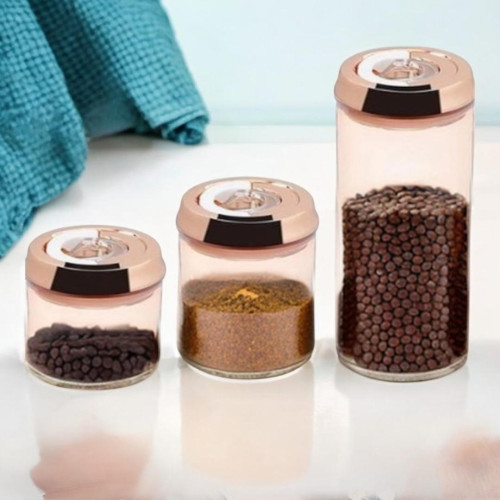 3 Pcas Ocean Home Copper & Chrome Clip,  Vacuum Supply Jar Square , Set Of 3PCS Supplies Storage Set