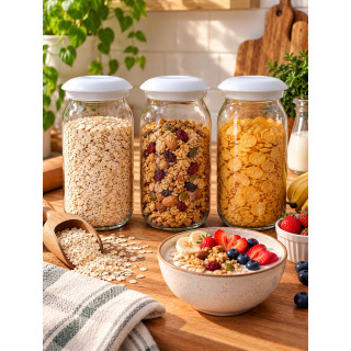 3-Piece Glass Jars Set with Colored Lids