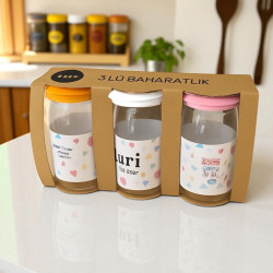3-Piece Glass Jars Set with Colored Lids