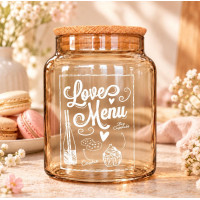 LOVE MENU PATTERNED GRAY GLASS JAR 890 ML