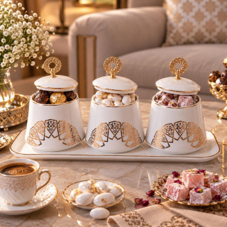 4 pcs,otantik bonbonnière,porcalain white and gold
