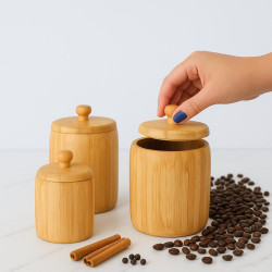 Bamboo Jar with Lid – Storage Container 10 cm