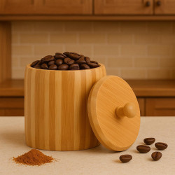 Bamboo Jar with Lid – Storage Container 12 cm