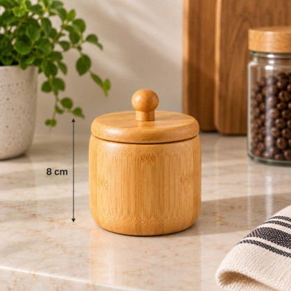 Bamboo Jar with Lid – Storage Container 8 cm
