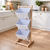 3-Tier Off White Wooden Kitchen Stand