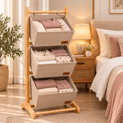 3-Tier Beige Wooden  Stand