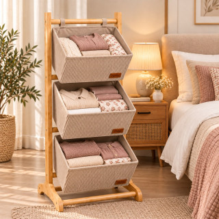 3-Tier Beige Wooden  Stand