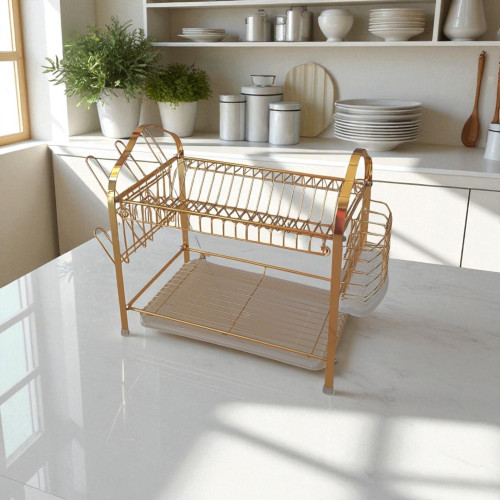 2-Tier Gold Dish Rack | Stylish & Practical Kitchen Organizer 2-Tier Gold Dish Rack | Stylish & Practical Kitchen Organizer