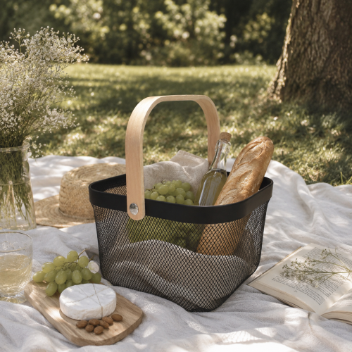 Metal Square Black Storage Organizer Basket