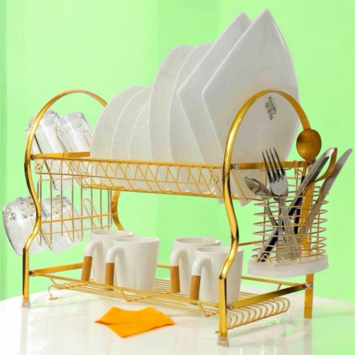 2-Tier Gold Dish Rack | Stylish & Practical Kitchen Organizer 2-Tier Gold Dish Rack | Stylish & Practical Kitchen Organizer