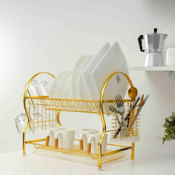 2-Tier Gold Dish Rack | Stylish & Practical Kitchen Organizer