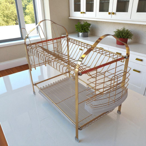 2-Tier Gold Dish Rack | Stylish & Practical Kitchen Organizer 2-Tier Gold Dish Rack | Stylish & Practical Kitchen Organizer