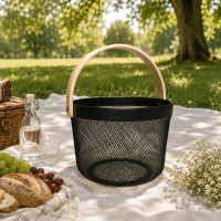 Metal Round Black Storage Organizer Basket