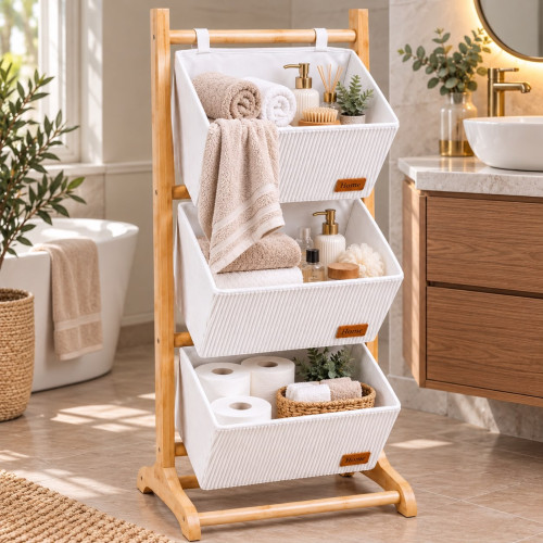 3-Tier Off White Wooden  Stand