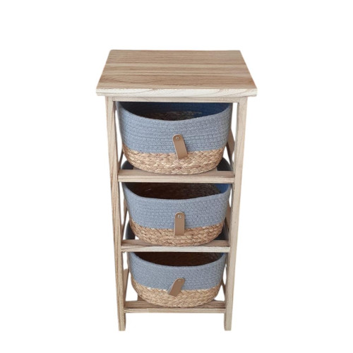3-tier storage rack with straw baskets 3-tier storage rack with straw baskets