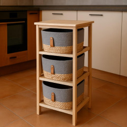 3-tier storage rack with straw baskets