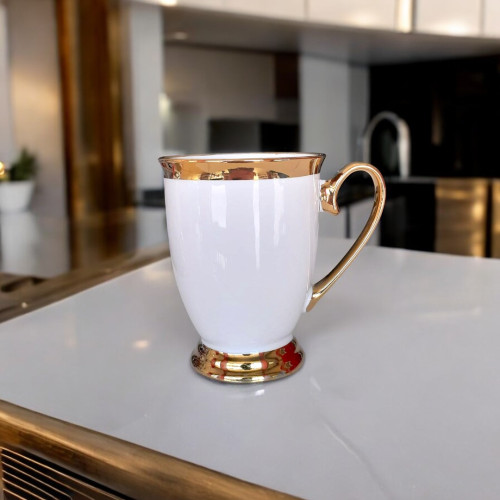 gold ring,white  cup,350 ml