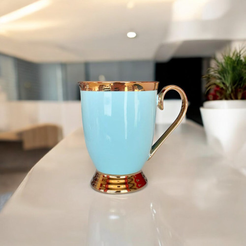 gold ring, blue cup,350ml