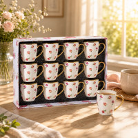 Floral Mug Set 12 Pieces | Coffee & Tea Mugs