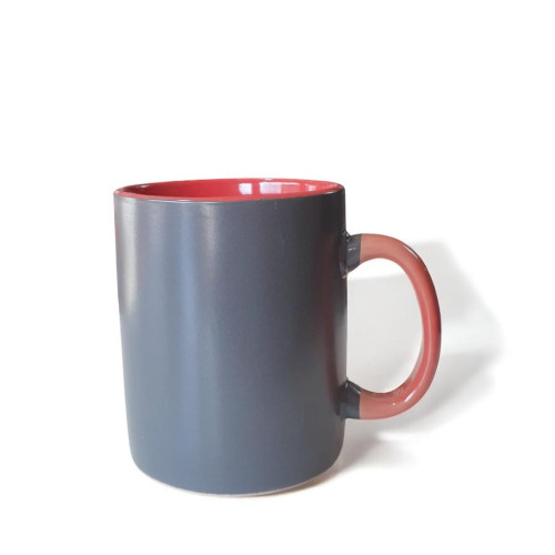 Grey and Red Porcelain Mug Grey and Red Porcelain Mug