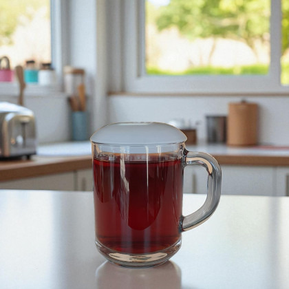 1-Piece Transparent Mug with Lid | Stylish Glass Drinkware