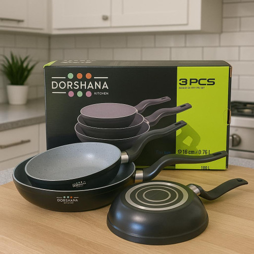 Dorshana 3-Piece Non Stick Aluminium Fry Pan Set