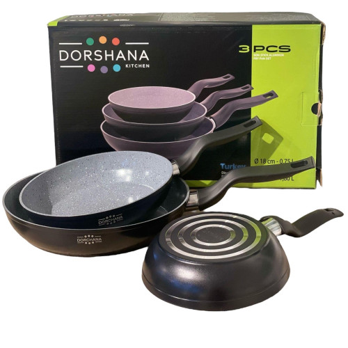 Dorshana 3-Piece Non Stick Aluminium Fry Pan Set