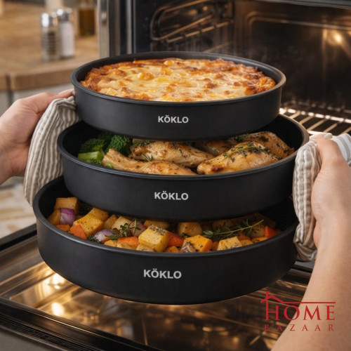 Köklo Round Oven Tray Set – 3 Pieces (30 / 34 / 38 cm)