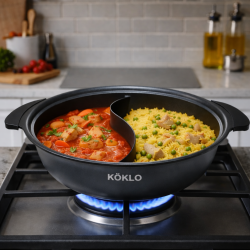 Köklo 30 cm Divided Cooking Pot With Silicone Glass Lid