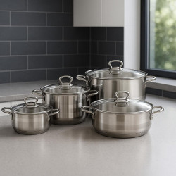 18/10 Stainless Steel Bonera Cookware Set – Durable & Elegant Cooking Pots